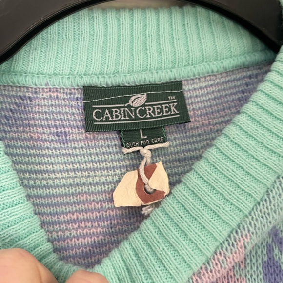 PASTEL CABIN CREEK SWEATER 80s VINTAGE - Picture 2 of 4